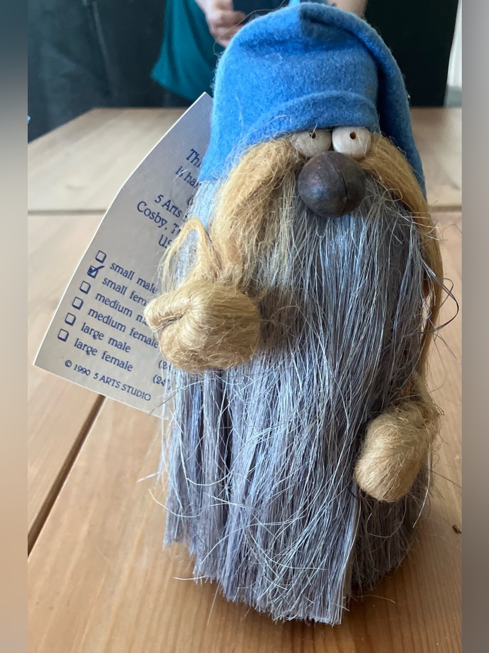 NWT 5 Arts by Ken Arensbak Handmade Gnome Figurine with Blue Hat Gray Beard 10”